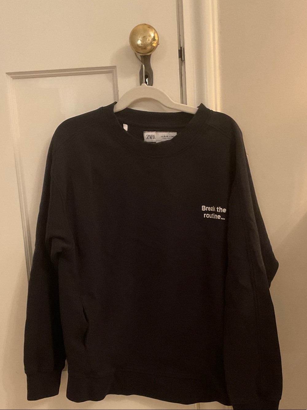 Zara boys  Black Crewneck Sweatshirt with White Chest Text